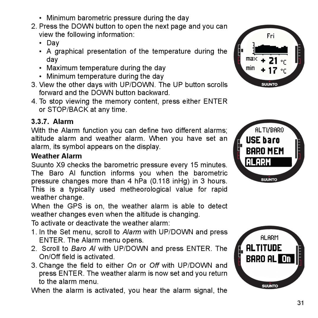 Suunto X9_en manual Weather Alarm 