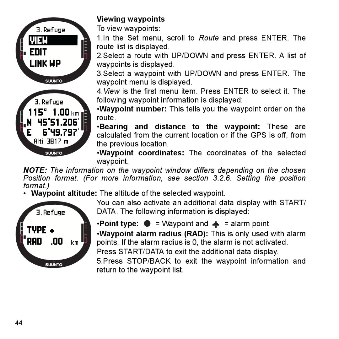 Suunto X9_en manual Viewing waypoints 