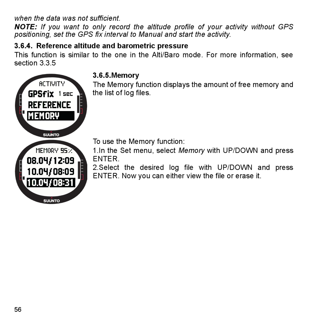 Suunto X9_en manual When the data was not sufficient 