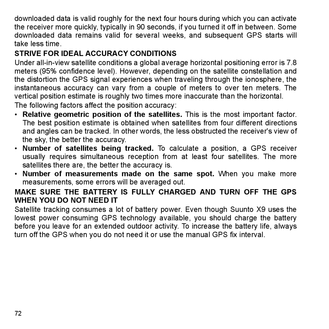 Suunto X9_en manual Strive for Ideal Accuracy Conditions 