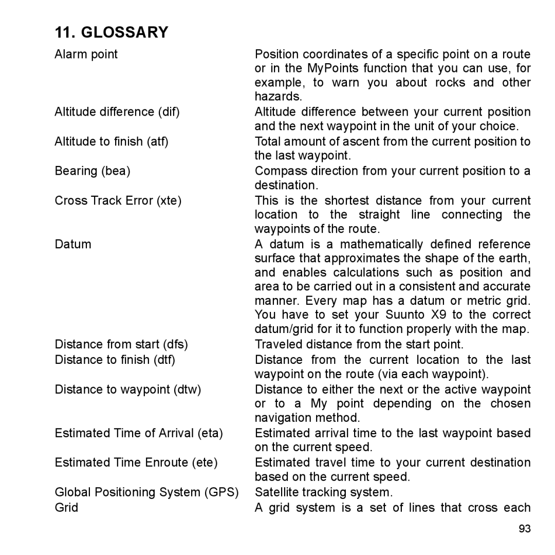 Suunto X9_en manual Glossary 