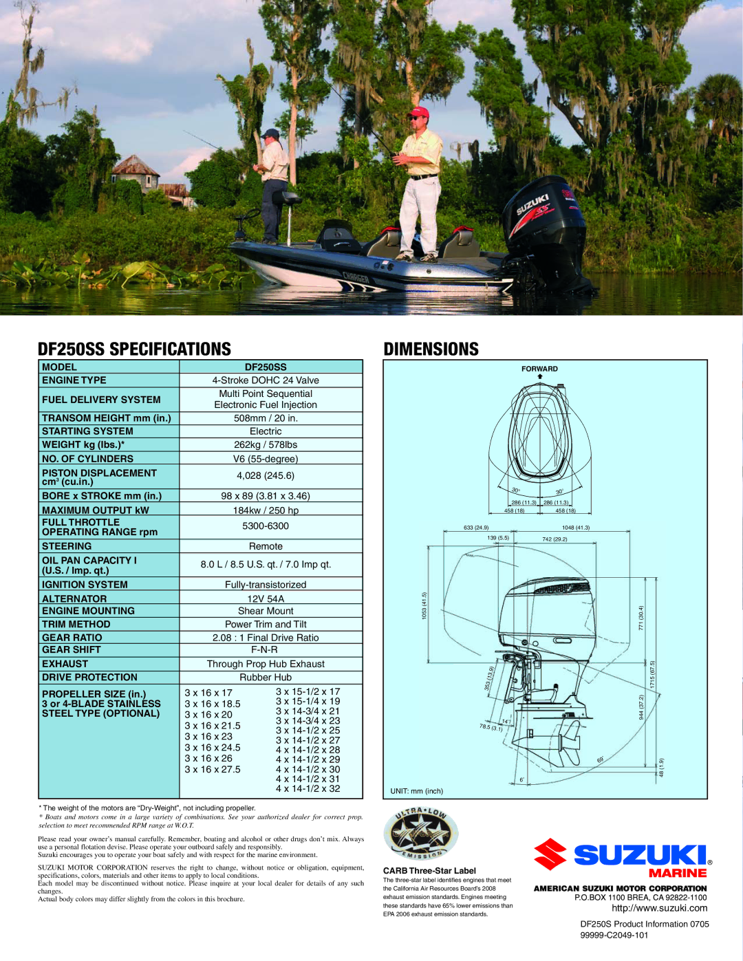 Suzuki manual DF250SS Specifications 