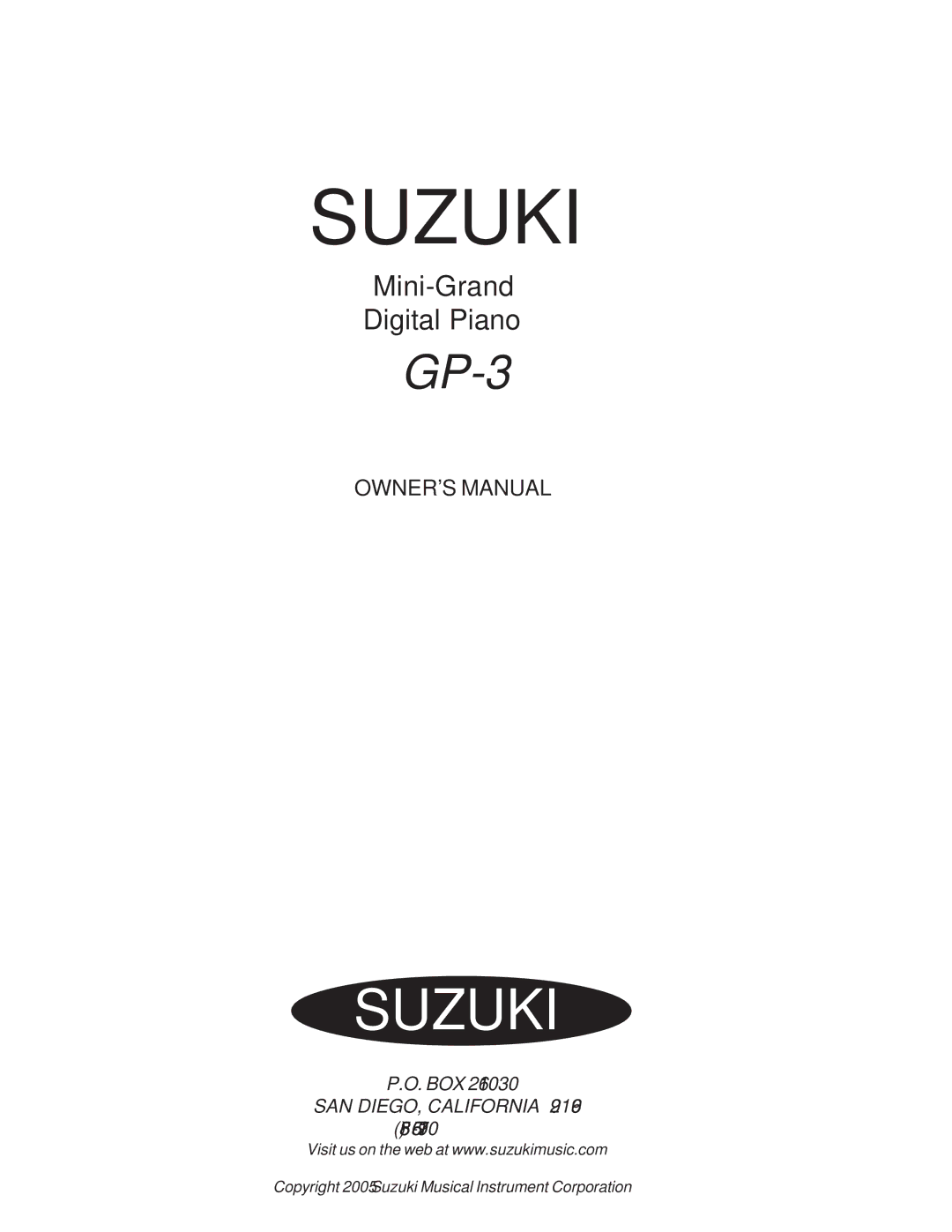 Suzuki Musical Instrument Corp GP-3 manual Suzuki 