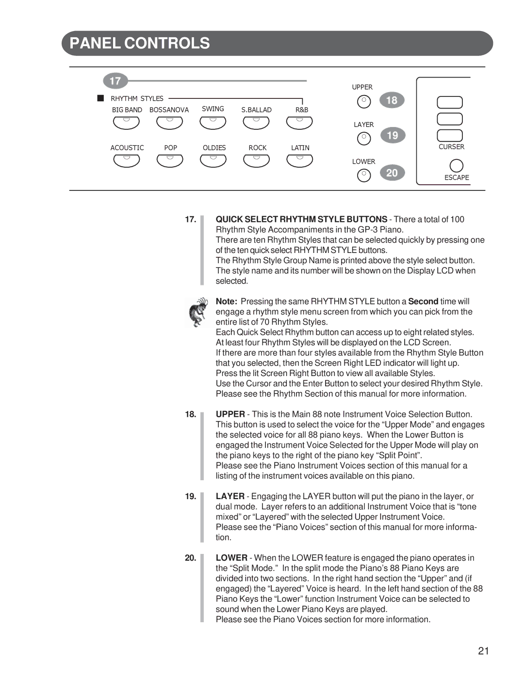 Suzuki Musical Instrument Corp GP-3 manual Upper 