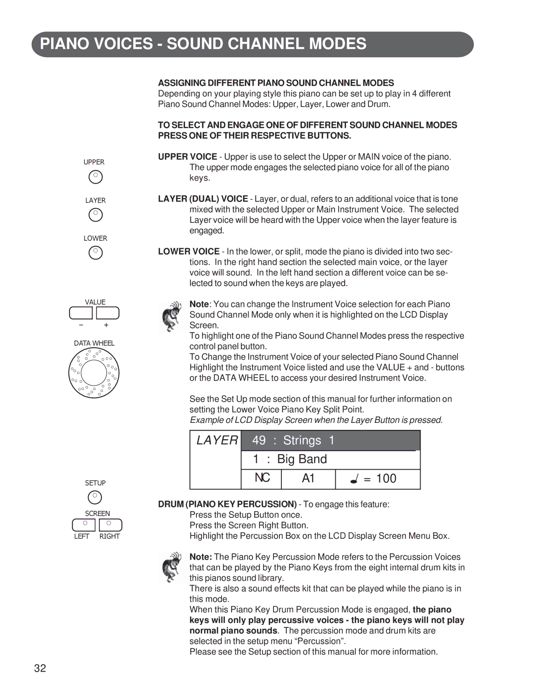 Suzuki Musical Instrument Corp GP-3 manual Piano Voices Sound Channel Modes, Assigning Different Piano Sound Channel Modes 