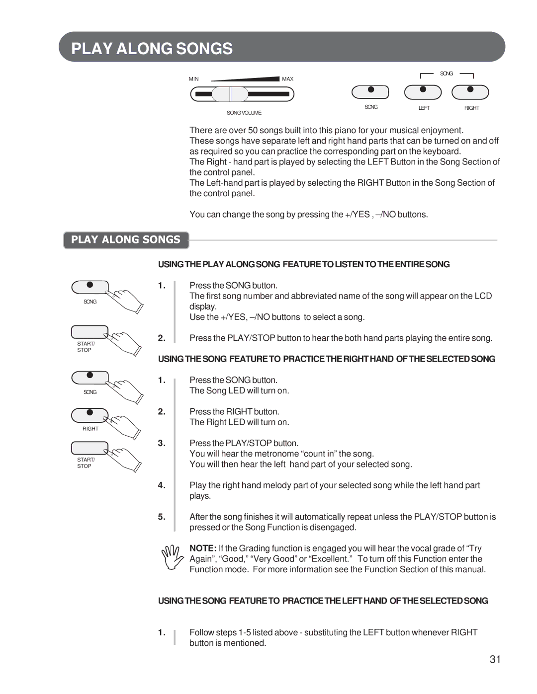 Suzuki Musical Instrument Corp HP-97 manual Play Along Songs, Usingtheplayalongsong Featuretolistentotheentiresong 