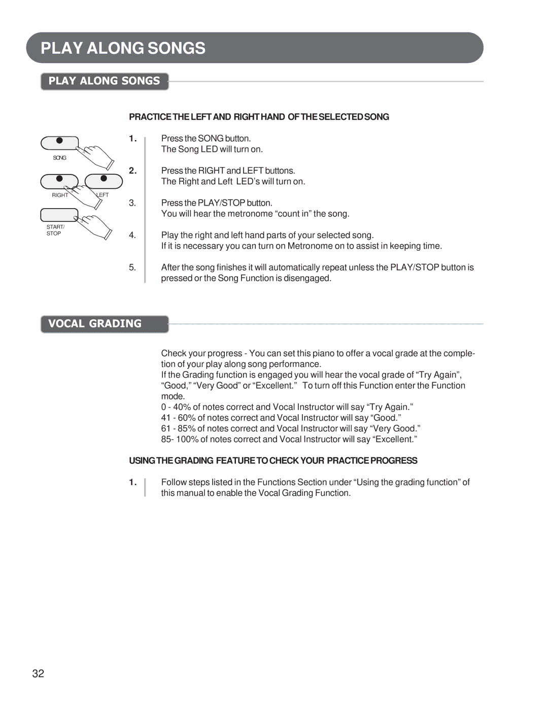 Suzuki Musical Instrument Corp HP-97 manual Practicetheleftand Righthand Oftheselectedsong 