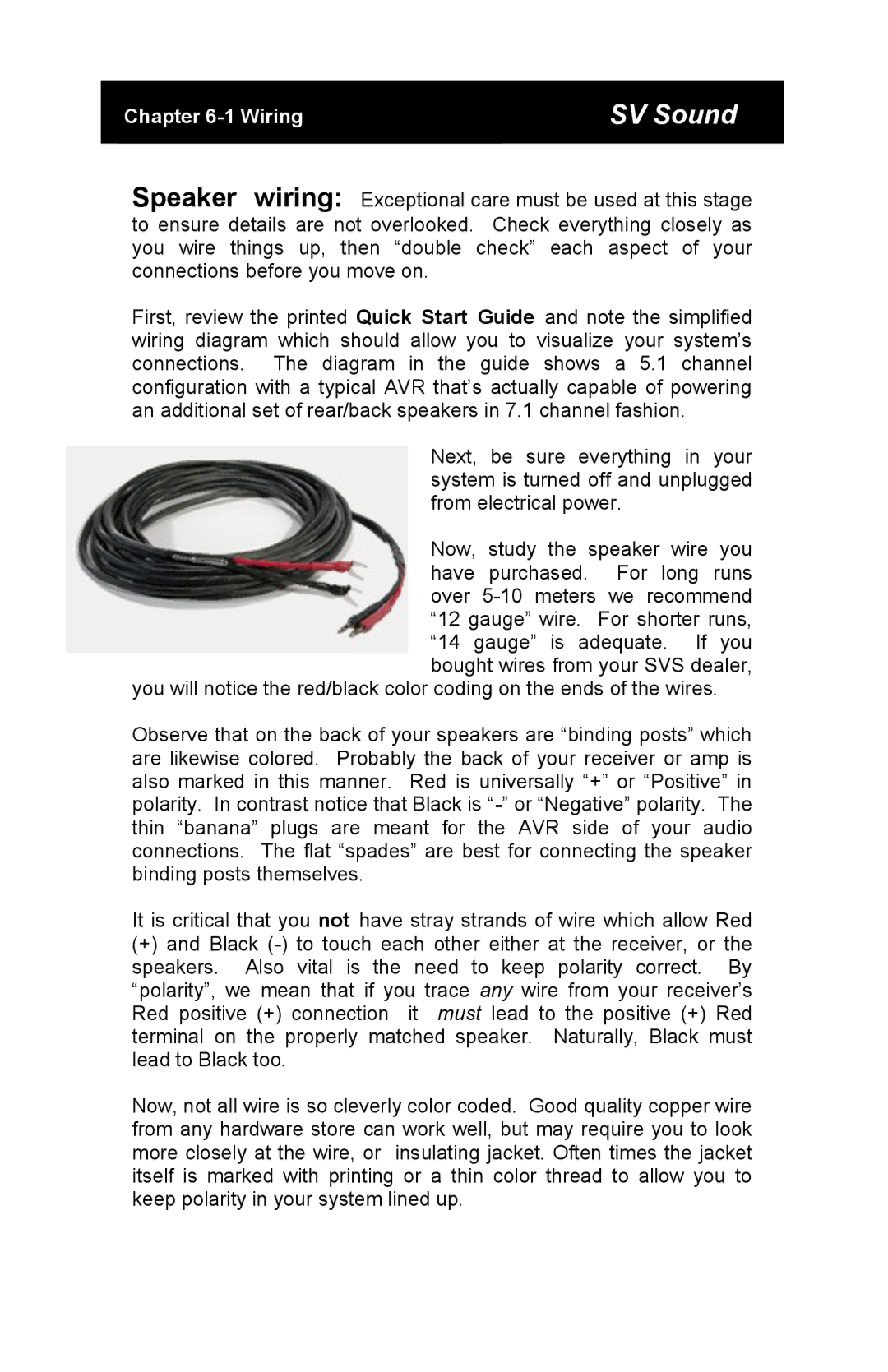 SV Sound SBS-01, MTS-01, SCS-01 specifications WiringSV Sound 