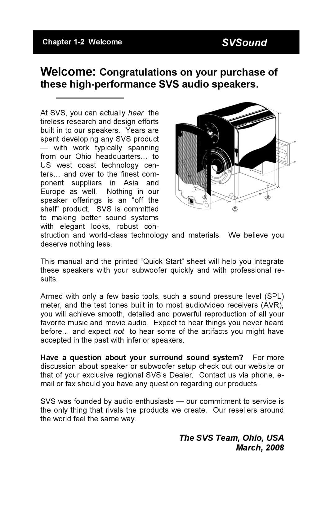 SV Sound SBS-01, MTS-01, SCS-01 specifications SVSound 