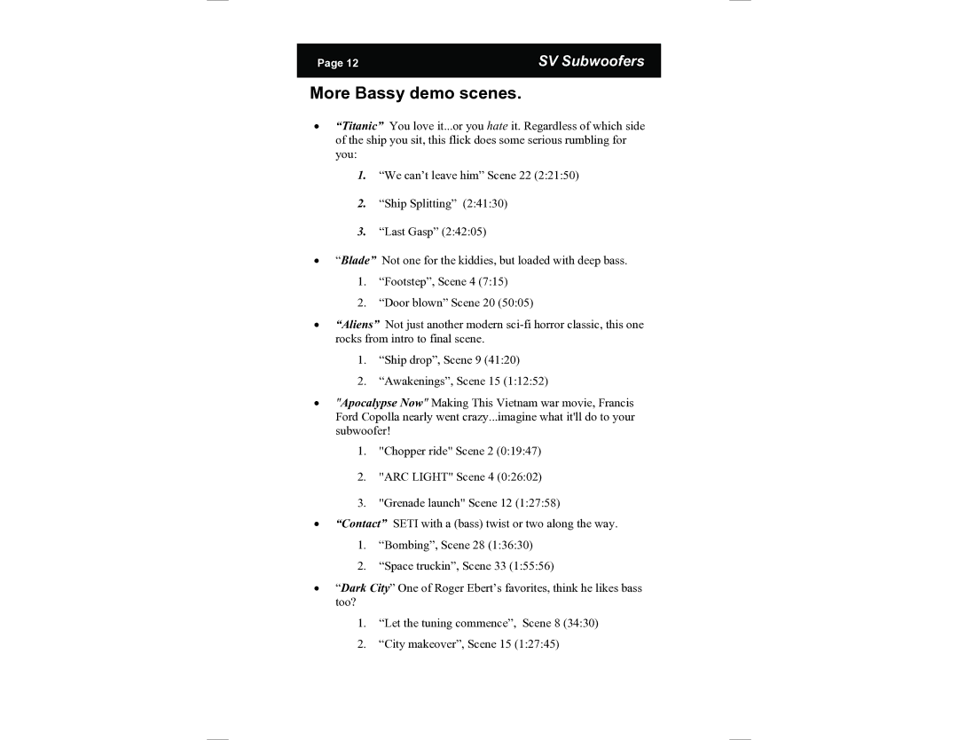 SV Sound PB10-ISD manual More Bassy demo scenes 