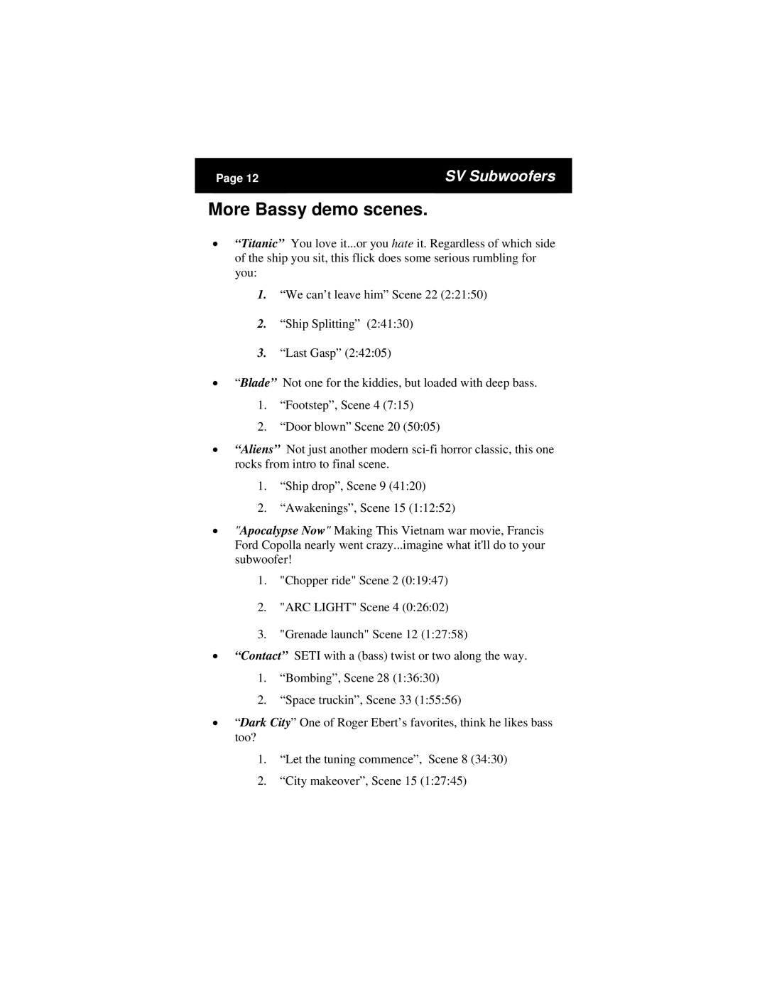 SV Sound PB12-NSD manual More Bassy demo scenes 