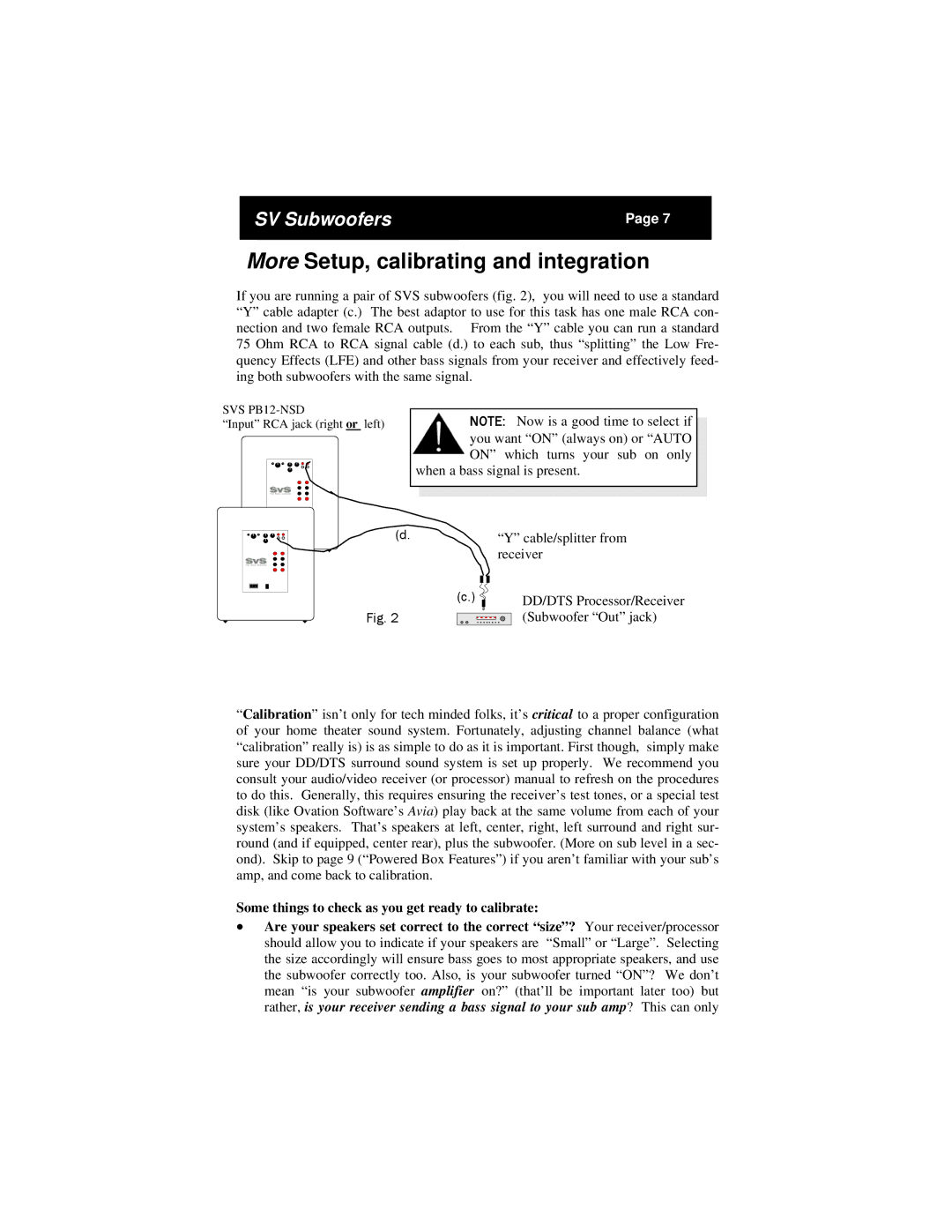 SV Sound PB12-NSD manual More Setup, calibrating and integration 