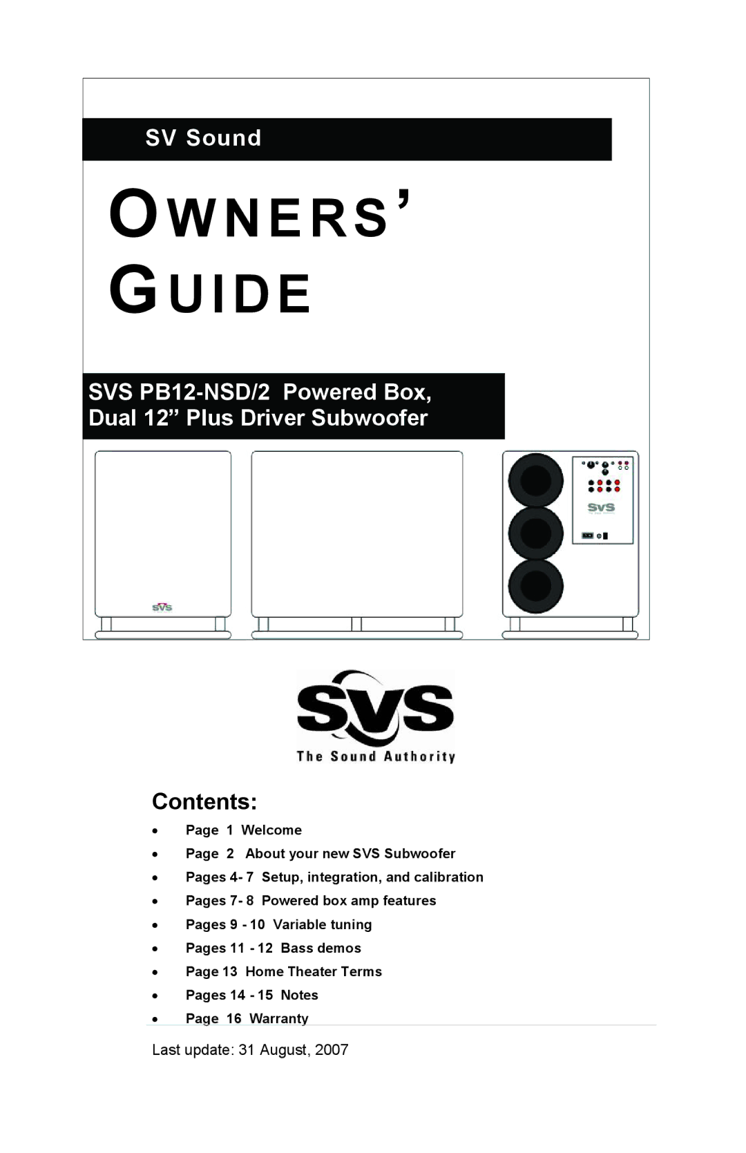 SV Sound PB12-NSD/2 warranty N E R S ’ G U I D E 