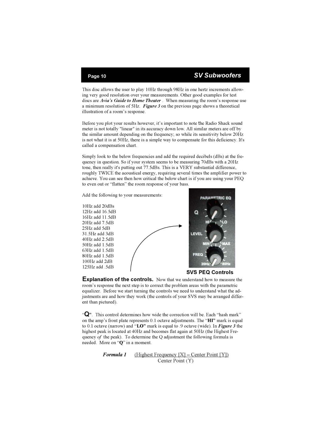 SV Sound PB12-ISD/V, PB12-Plus, PB12-Ultra manual SVS PEQ Controls 