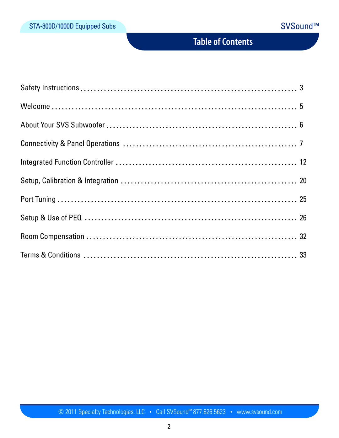 SV Sound SB13-Plus, PB12-Plus, PC12-Plus, SB13-Ultra, PB13-Ultra, PC13-Ultra manual Table of Contents 