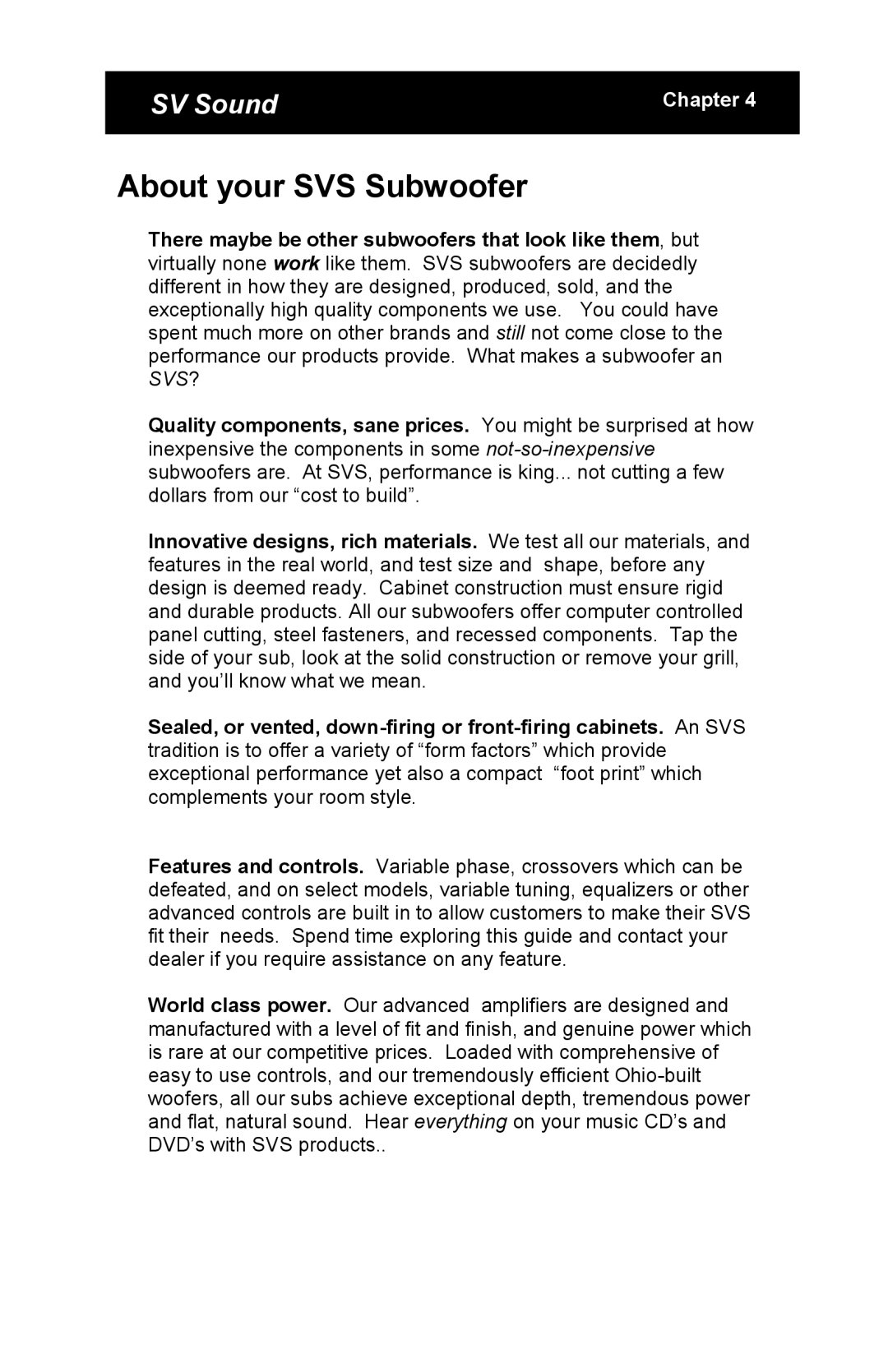 SV Sound PB13 specifications About your SVS Subwoofer 