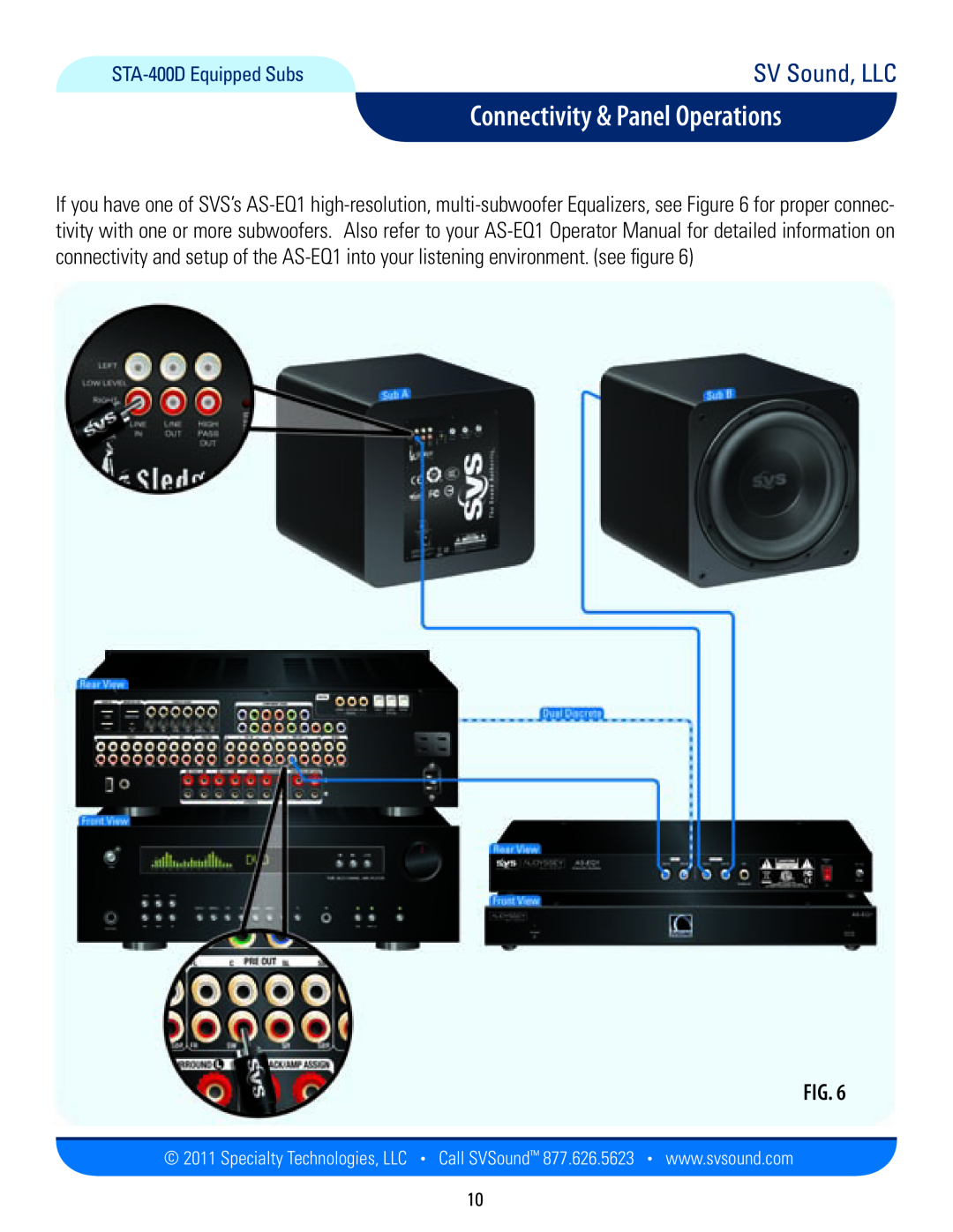 SV Sound PB12-NSD, PC12-NSD, SB12-NSD manual Connectivity & Panel Operations, SV Sound, LLC, STA-400DEquipped Subs 