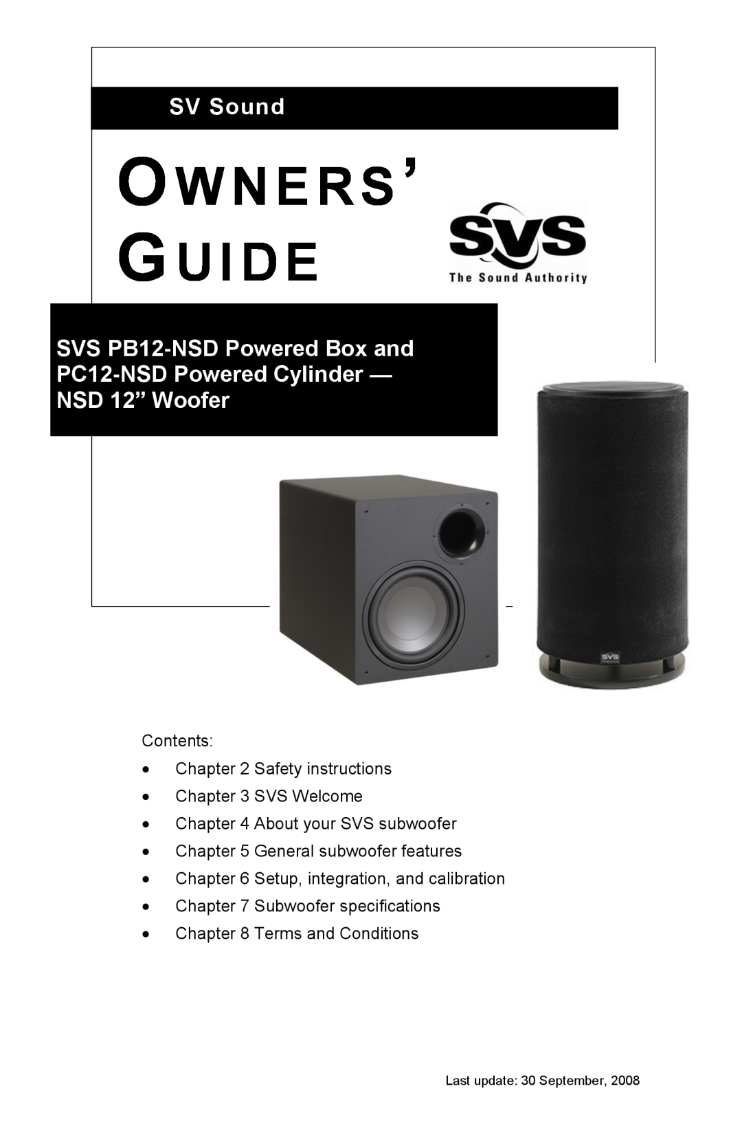 SV Sound PB12-NSD, PC12-NSD, SB12-NSD manual Manual Version 1.4 June, STA-400DEquipped Subs, SV Sound, LLC 