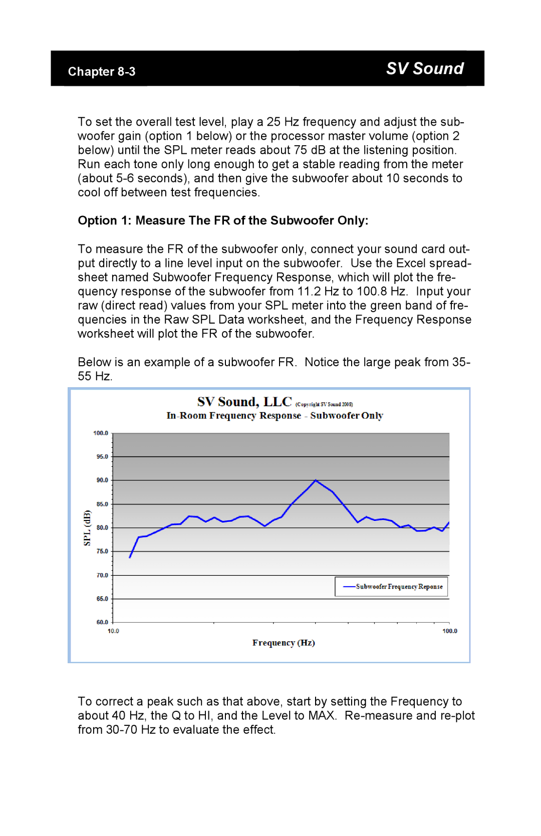 SV Sound SB12-Plus specifications Option 1 Measure The FR of the Subwoofer Only 