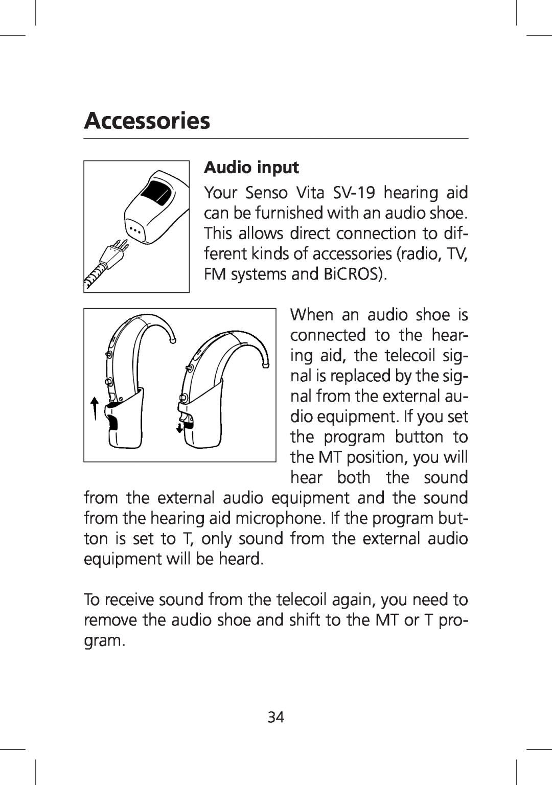 SV Sound SV-19 manual Accessories, Audio input 