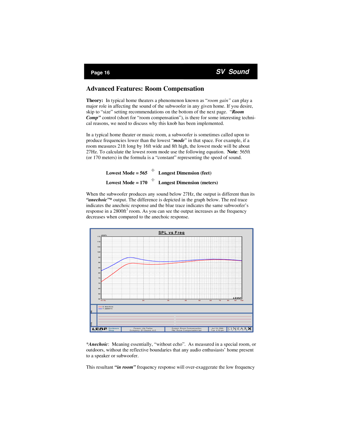 SV Sound SVS PB13 specifications Advanced Features Room Compensation 