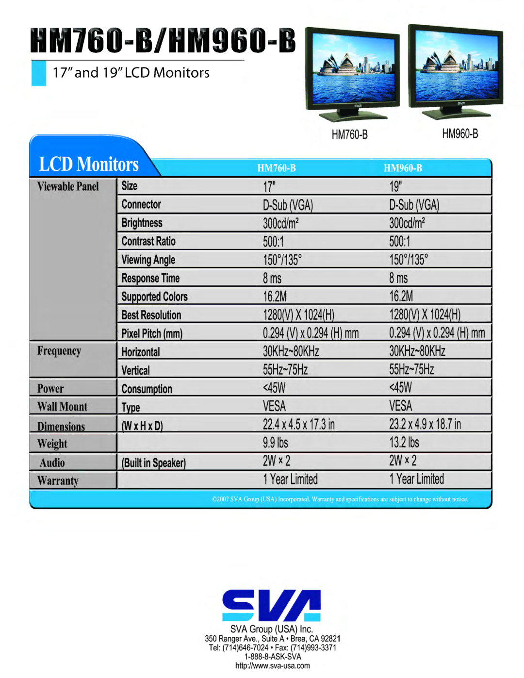 SVA HM960-B, HM760-B manual 