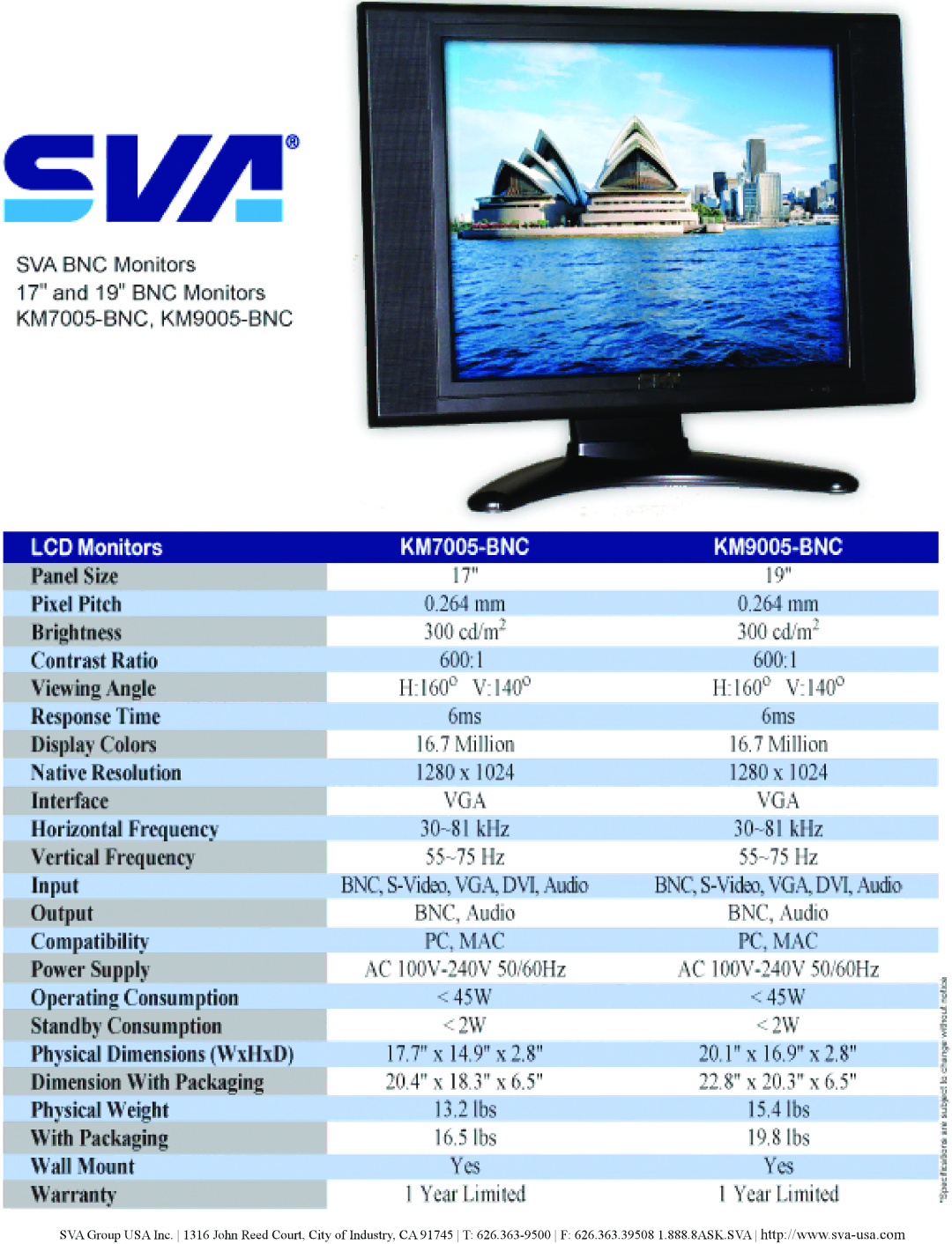 SVA KM7005-BNC, KM9005-BNC manual 