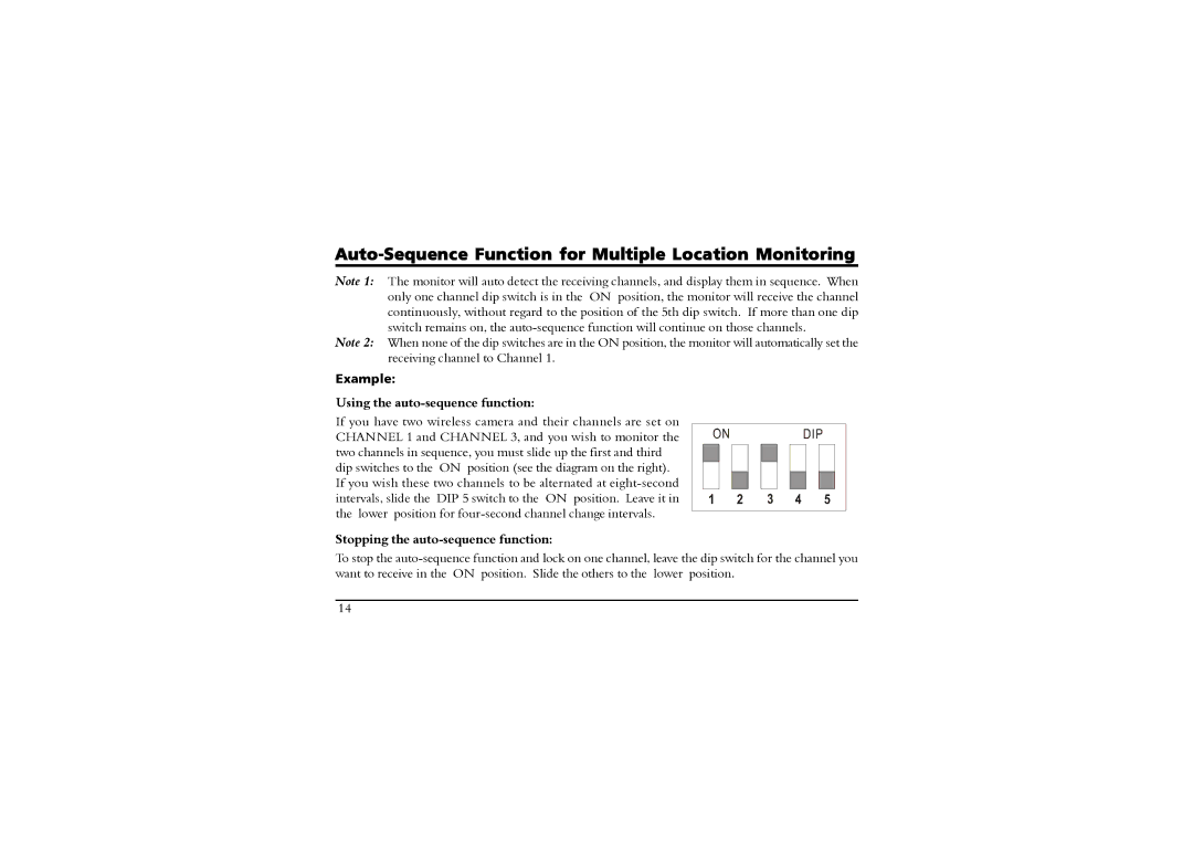 SVAT Electronics 2.4 GHz Wireless B/W Security System manual Using the auto-sequence function 