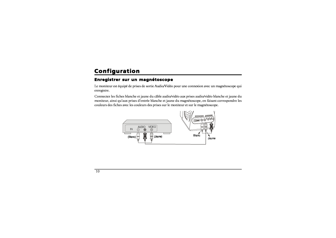 SVAT Electronics 2.4 GHz Wireless B/W Security System manual Enregistrer sur un magnétoscope, Configuration 