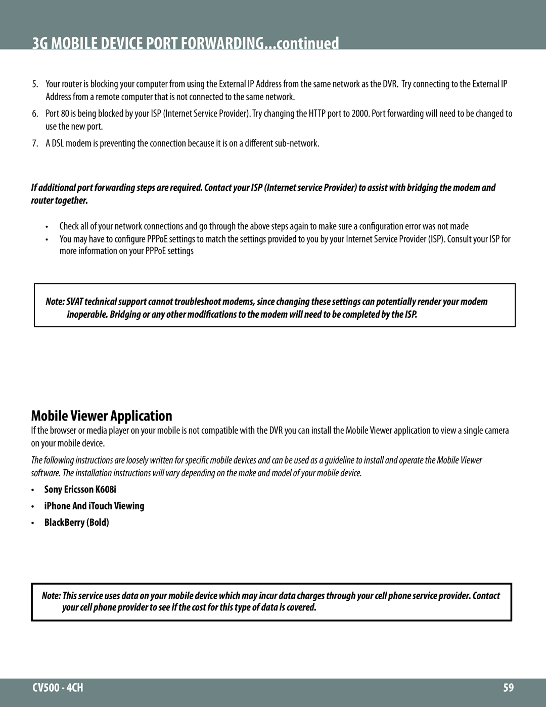 SVAT Electronics 2CV500 - 4CH instruction manual Mobile Viewing Installation Guide, Mobile Viewer Application 