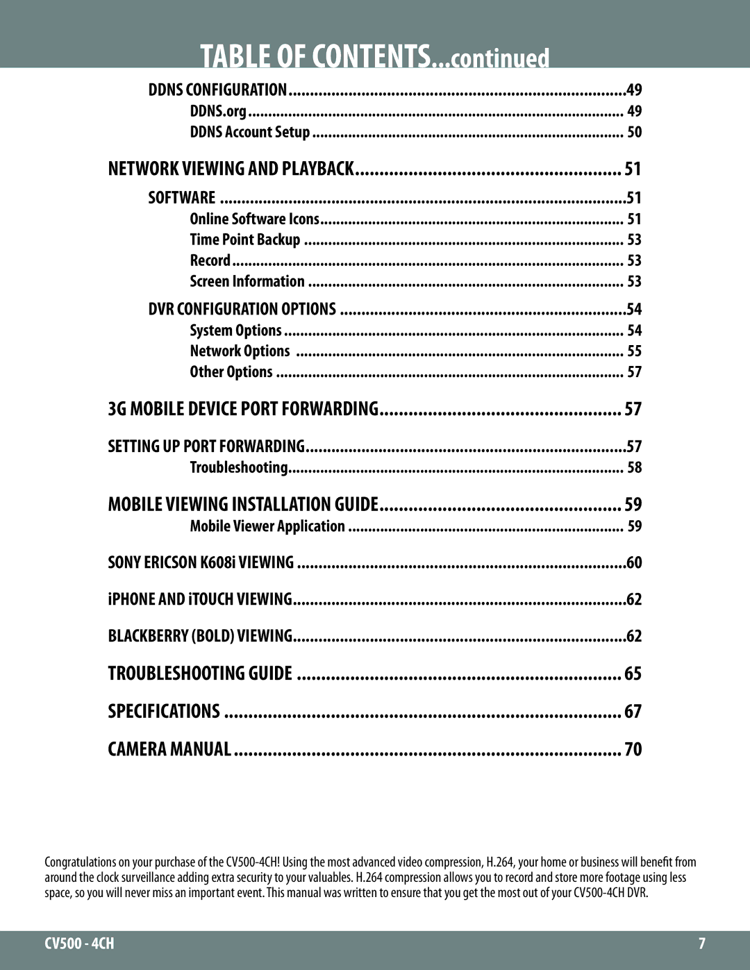 SVAT Electronics 2CV500 - 4CH instruction manual Introduction, Table of Contents 