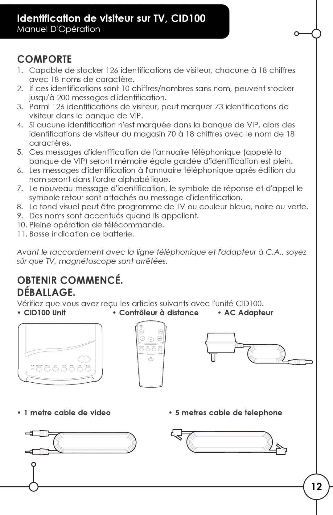 SVAT Electronics CID100 manual Comporte 