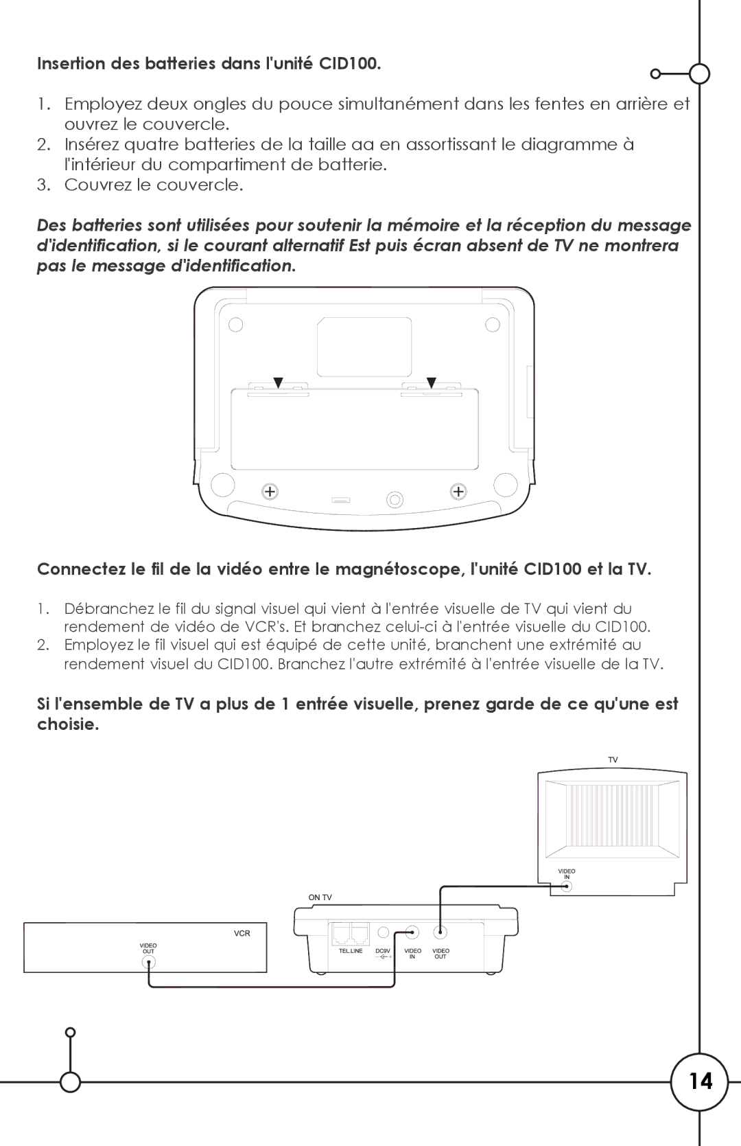 SVAT Electronics manual Insertion des batteries dans lunité CID100 