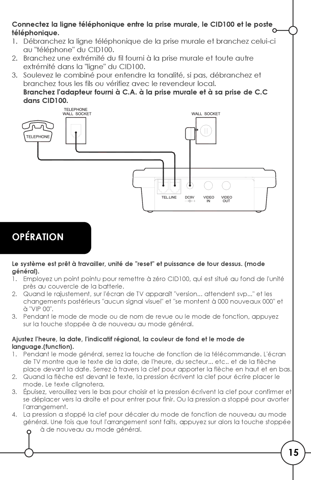 SVAT Electronics CID100 manual Opération 