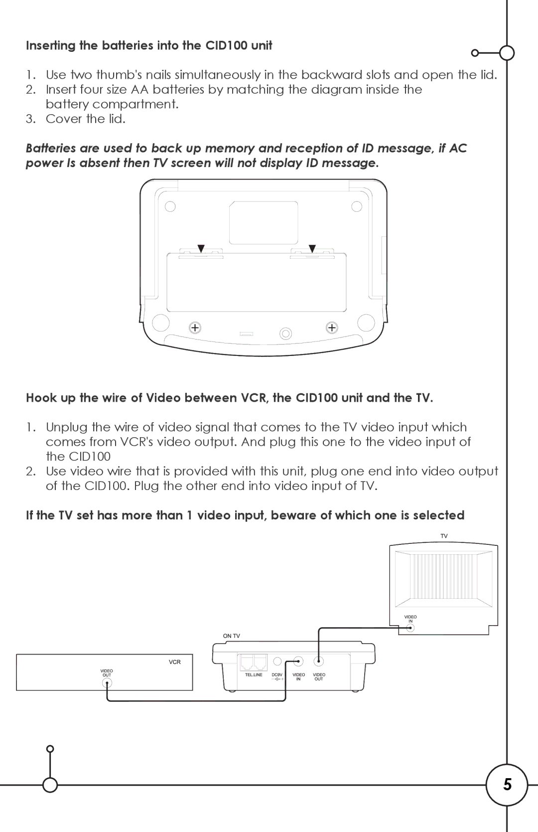 SVAT Electronics manual Inserting the batteries into the CID100 unit 