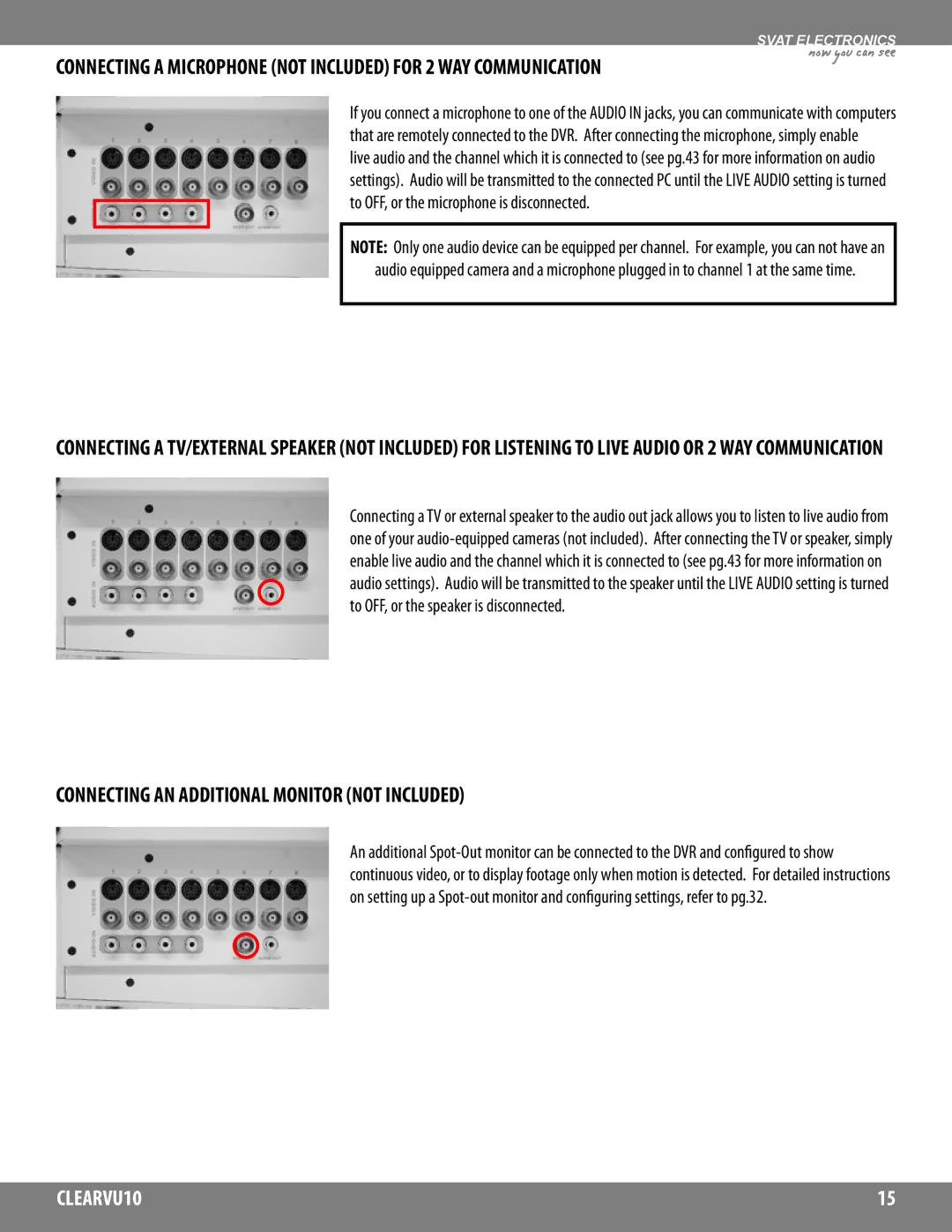 SVAT Electronics CLEARVU10 instruction manual Connecting AN Additional Monitor not Included, Now you can see 