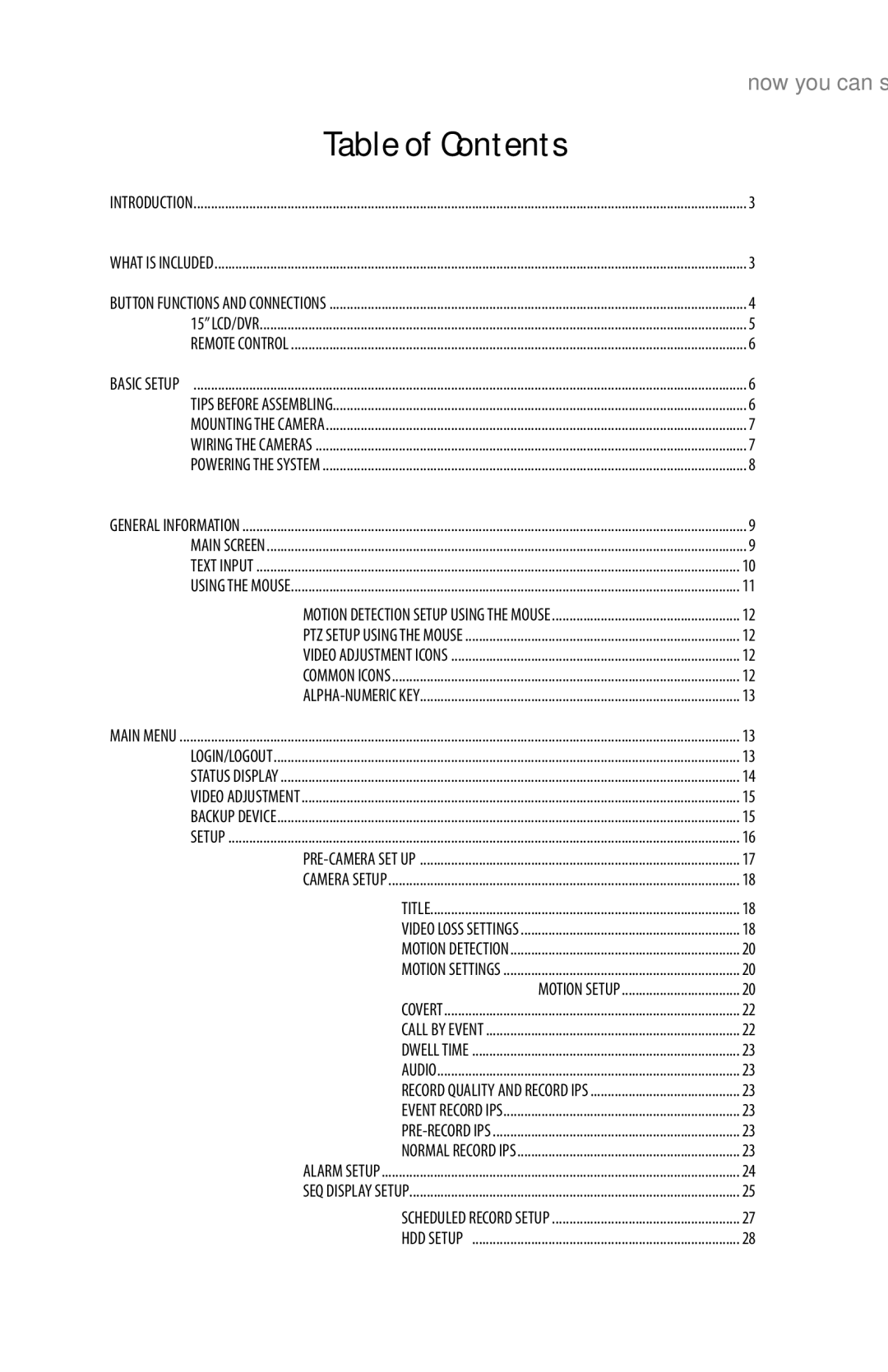 SVAT Electronics CLEARVU11 instruction manual Table of Contents 