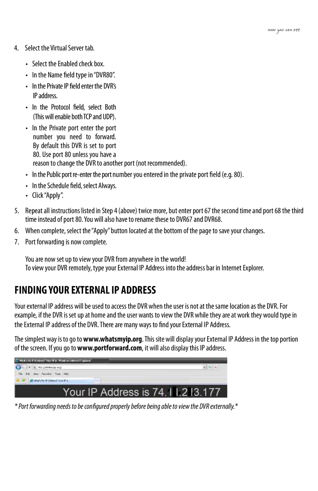 SVAT Electronics CLEARVU11 Finding Your External IP Address, Reason to change the DVR to another port not recommended 