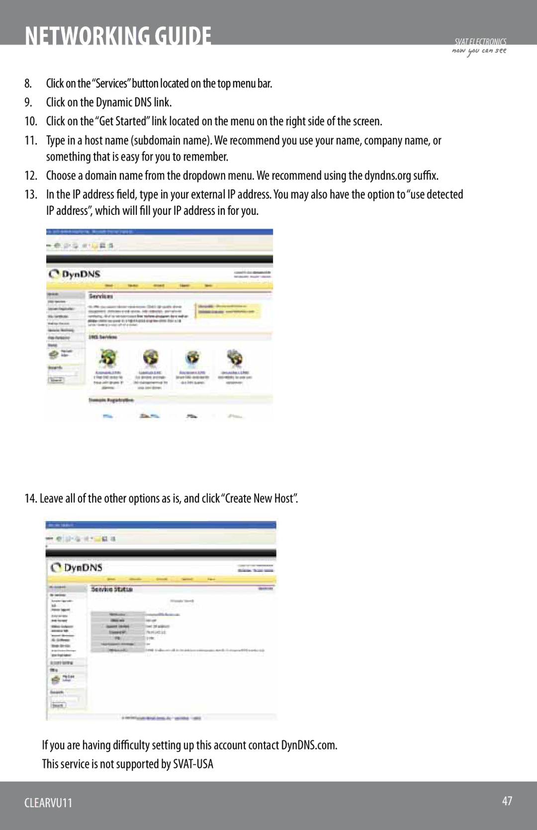 SVAT Electronics CLEARVU11 instruction manual Networking Guide 