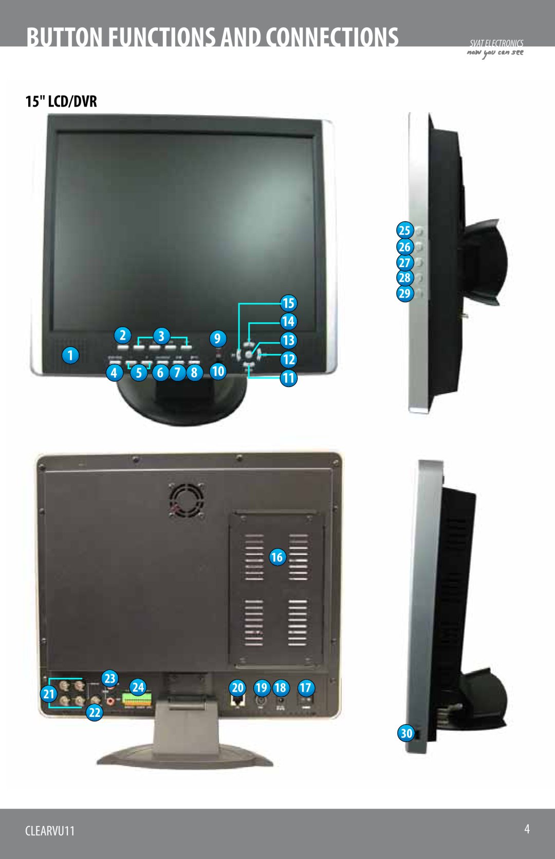 SVAT Electronics CLEARVU11 instruction manual 15 LCD/DVR, 2 1 4, 39 6 7 8, 15 14 13 12 11, now you can see, 25 26 27 28 