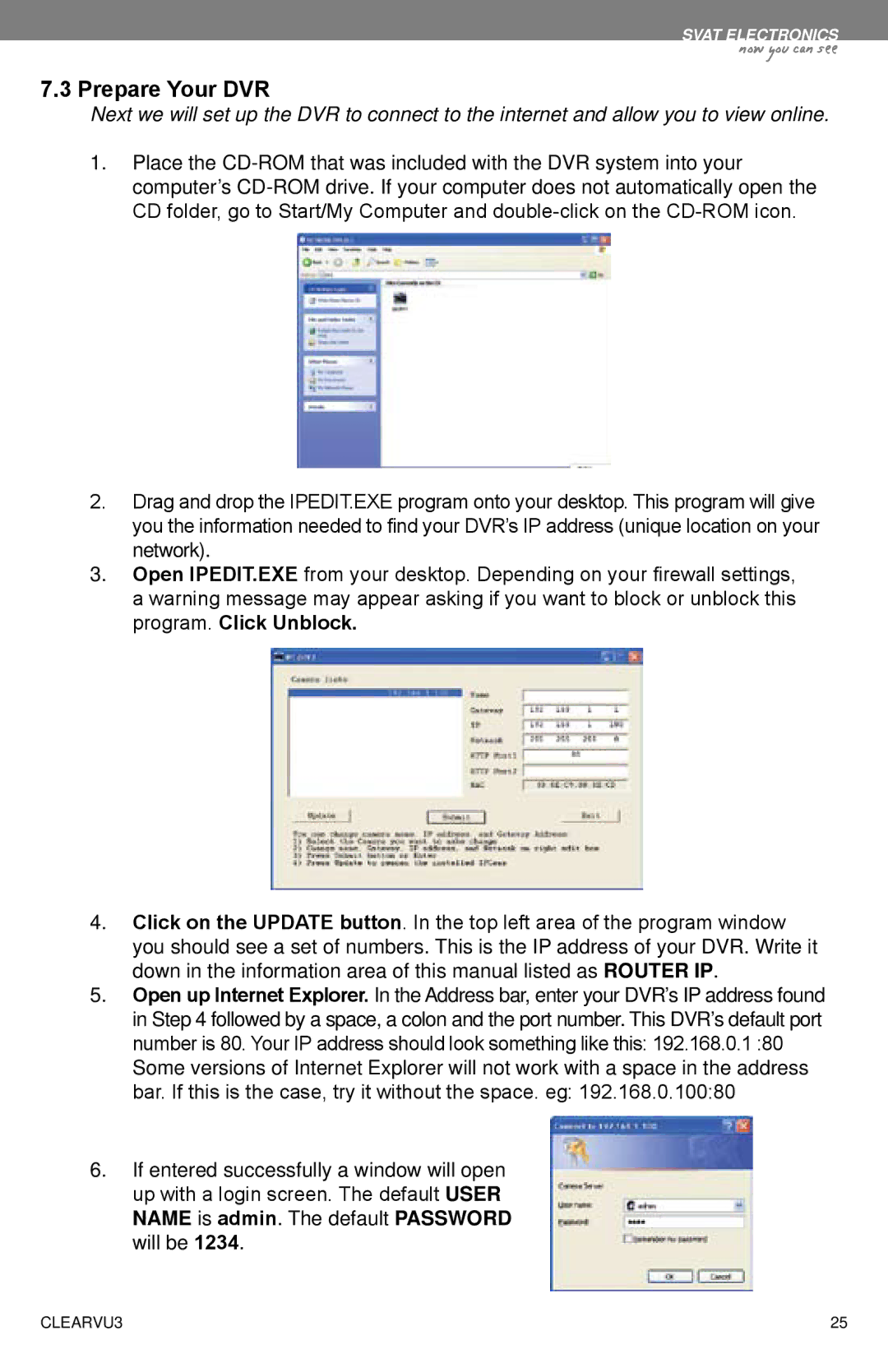 SVAT Electronics CLEARVU3 instruction manual Prepare Your DVR 