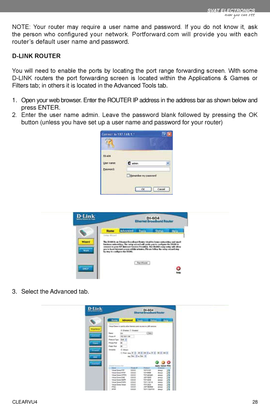 SVAT Electronics CLEARVU4 instruction manual Link Router 