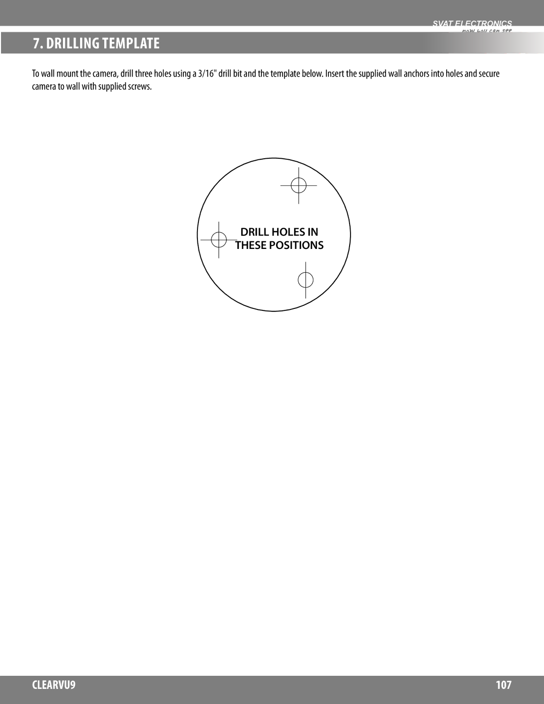 SVAT Electronics CLEARVU9 instruction manual Drilling Template 