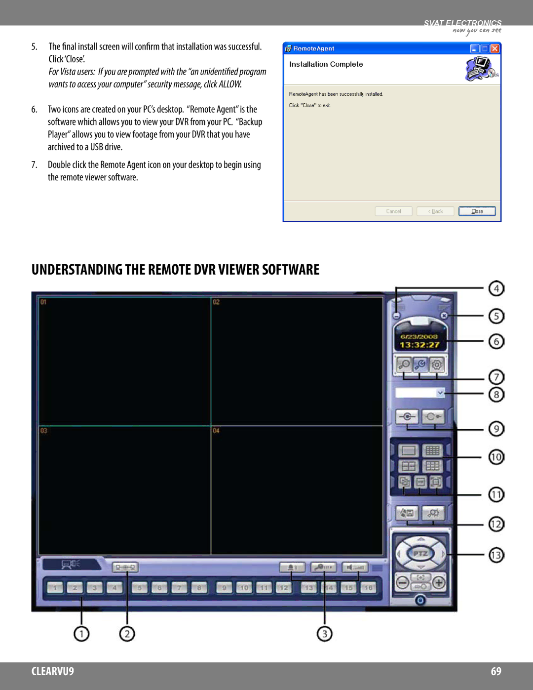 SVAT Electronics CLEARVU9 instruction manual Understanding the Remote DVR Viewer Software 