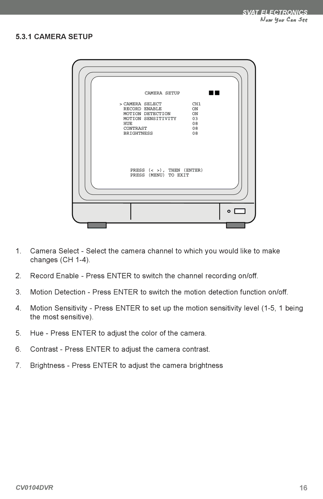 SVAT Electronics CV0104DVR instruction manual Now You Can See 