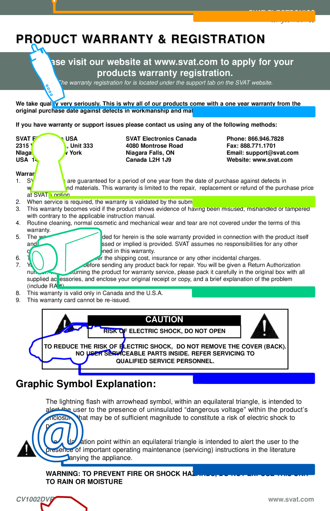 SVAT Electronics CV1002DVR instruction manual Product Warranty & REGISTRATIONNow You Can See 