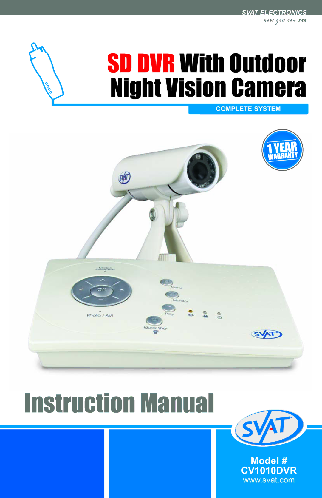 SVAT Electronics CV1010 instruction manual SD DVR With Outdoor Night Vision Camera 