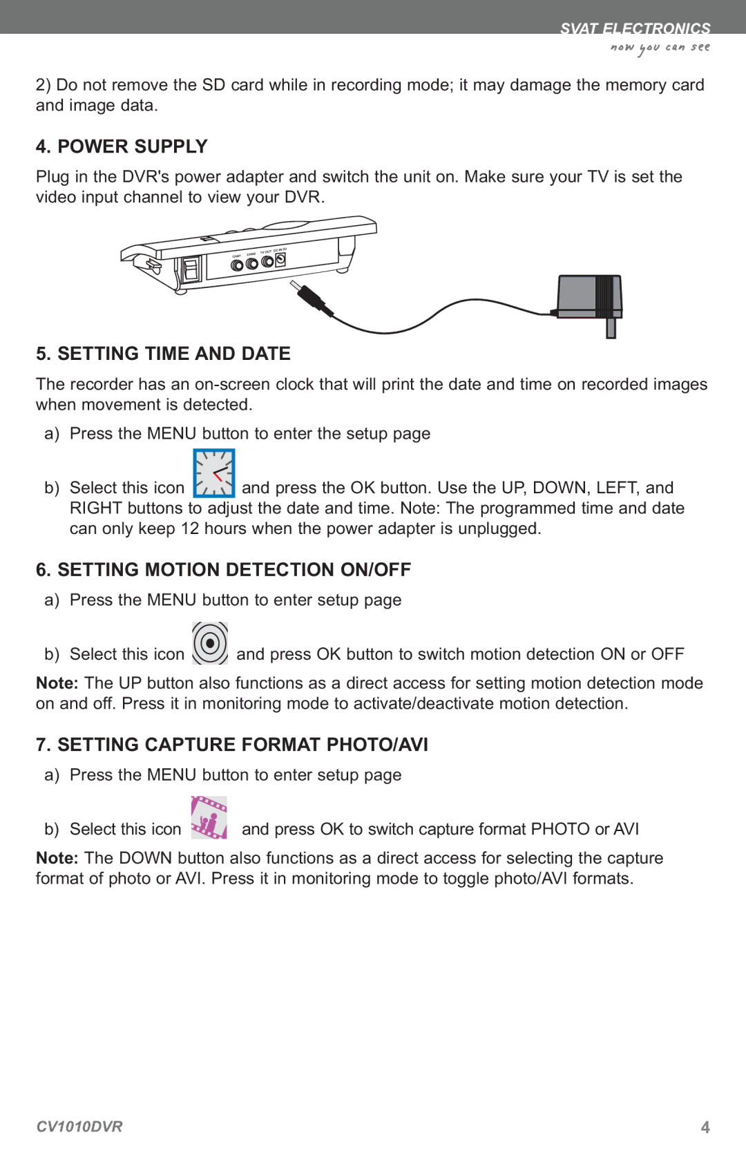 SVAT Electronics CV1010 instruction manual Power Supply 