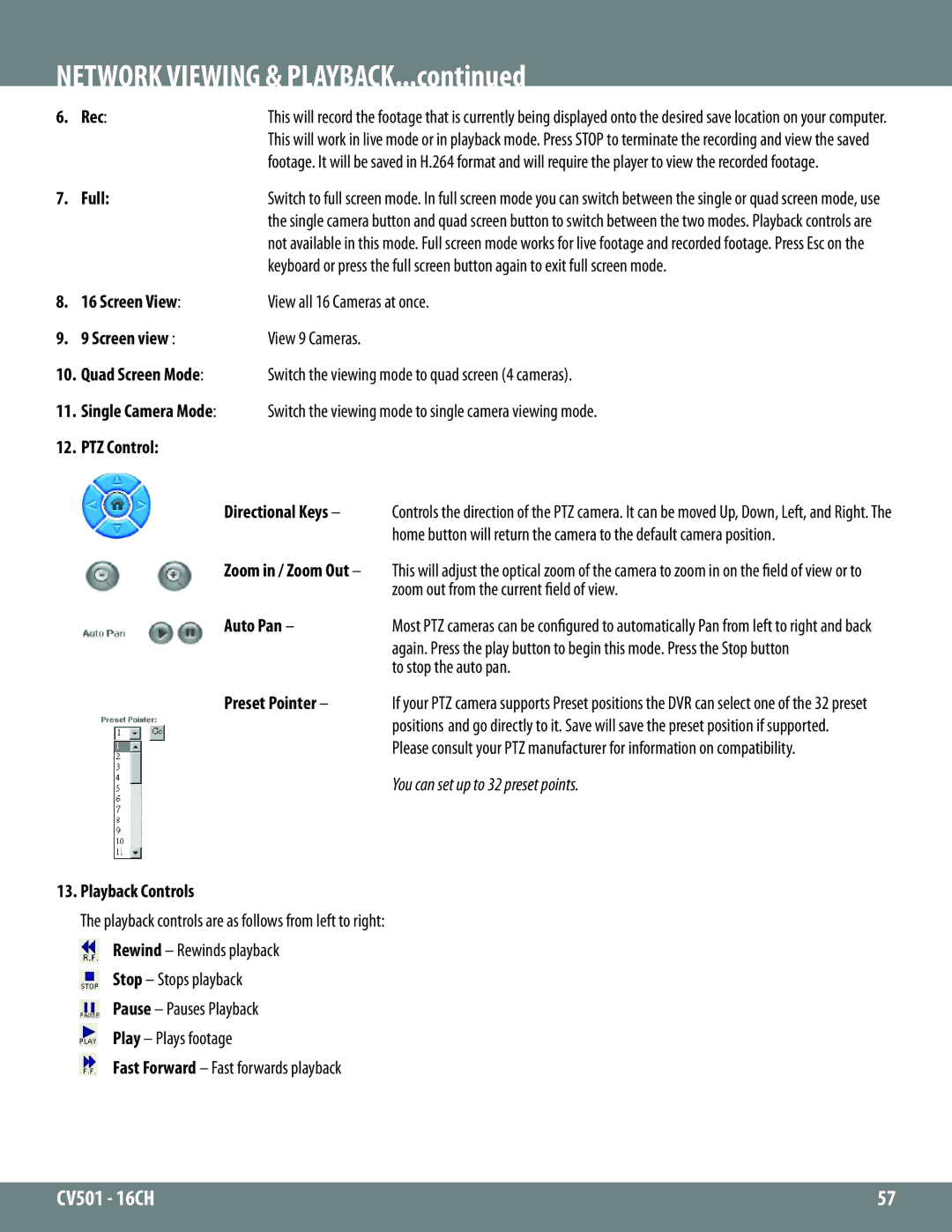 SVAT Electronics CV501 - 16CH instruction manual Network Viewing & Playback 