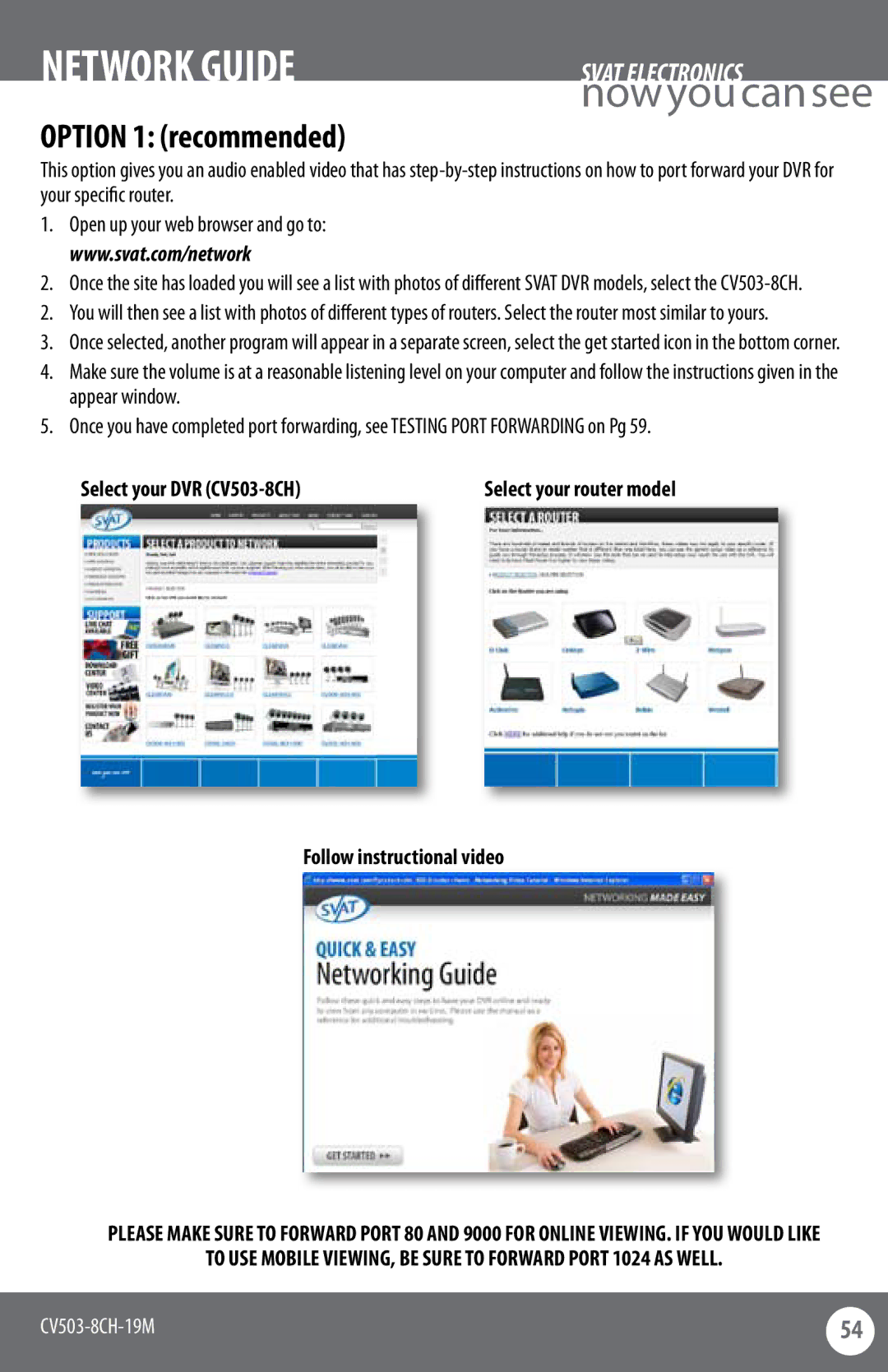 SVAT Electronics CV503-8CH instruction manual Option 1 recommended 